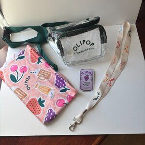Olipop Merch Clear Fanny Pack, Lanyard, Classic Grape Magnet, Cooling Towel